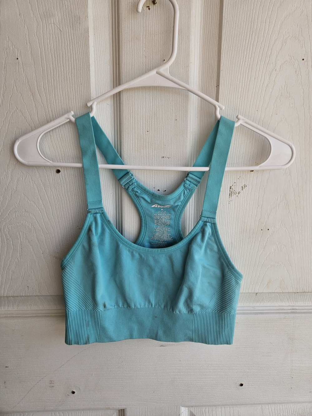 Women's Avia Turquoise Seamless Racerback Sports Bra Padded (Missing) Size M